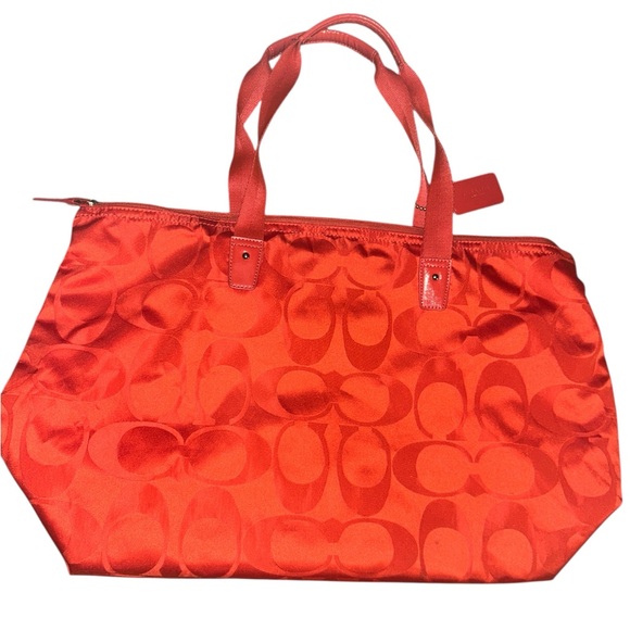 Coach Signature Getaway Nylon Tote Bag Set Orange - Picture 3 of 10